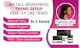 install wordpress theme  setup exectly like demo in 2 hours