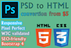 convert psd to html, html 5 and css, css3, psd to bootstrap