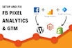 setup or fix ga4, google analytics 4, facebook pixel capi and GTM conversion