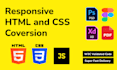 convert psd, figma, xd,  pdf to html with responsive