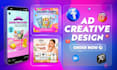 design facebook ad creative, meta ads, instagram post and carousel design
