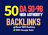 create 50 high da backlinks from high authority sites manually