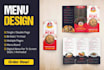 design creative restaurant or food menu in 24hrs