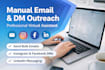 manually send bulk emails and social media dms for outreach