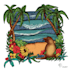 draw tropical paradise custom artwork of coastel flora fauna