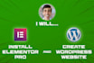 install elementor pro and create wordpress website