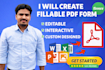 create professional fillable PDF form, editable interactive PDF design