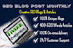 write 60 SEO blog posts monthly with related articles