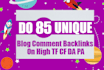 do 85 unique blog comment backlinks on high tf cf da pa