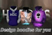create custom hoodie and sweatshirt design for merch, pod and all over print