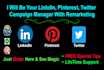 be your linkedin, pinterest, twitter account manager