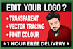 edit logo transparent ,trace, update, modify, image to vector, png redraw in svg