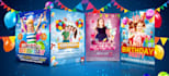 do kids birthday party motion flyer or poster