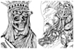draw a high detailed black and white illustration