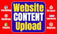 upload products listing on woocommerce, add website content