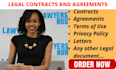 draft powerful contracts ,agreements, terms and conditions or privacy policy