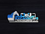 do real estate, construction, excavation, crane, bulldozer and trucking logo
