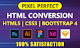 convert psd to html responsive, bootstrap, xd, ai, sketch to html5, css3