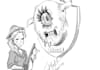 draw monsters with their heads mounted