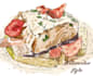 create hand drawn watercolor food illustrations for menu and branding