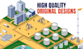 create vector isometric illustration for website and app