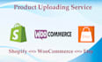 upload products to shopify, woocommerce, and etsy store