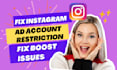 fix instagram boost and ad manager account advertising issues and errors