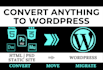convert html, PSD to wordpress responsive website