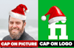 put santa hat or santa cap on your logo and picture