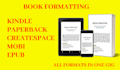 do kindle formatting, amazon KDP paperback, epub, format book