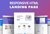 responsive HTML landing page or elementor landing page