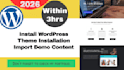 install, configure wordpress theme and import demo data