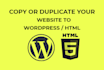clone duplicate or copy your page website to wordpress divi theme or html