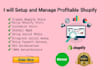 setup, manage profitable shopify and setup ads campaign