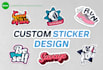 design sticker, logo, badge, label, decals, and cards
