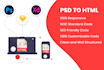 convert psd to html, xd to html, sketch to html, bootstrap