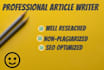 write well researched and non plagiarized article