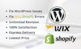 fix wordpress issues and errors of wix, shopify website