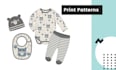 design print patterns on babies clothing sets