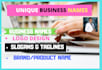 write unique and catchy business names and slogans