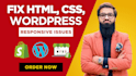 fix html, CSS, wordpress and responsive issues