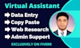 be your best virtual assistant for data entry and web research