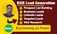 do b2b lead generation, email list, and web research