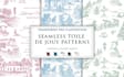 toile de jouy pattern design with vintage textile design hand drawn