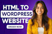 convert your html website to wordpress with elementor pro