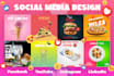 do unique social media design, post, cover banner