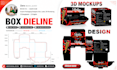 create packaging dieline, box label design with 3d mockup