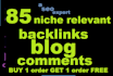do 85 niche relevant backlinks blog comments SEO