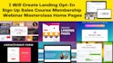 create landing optin sign up sales course membership webinar home pages