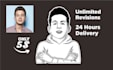draw minimalist flat line cartoon avatar, portrait in 24 hrs